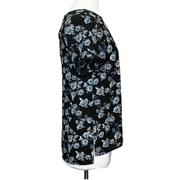 DANIEL Rainn Dr2 Short Pleated Sleeve Floral Print Popover Crewneck Blouse - Picture 5 of 6